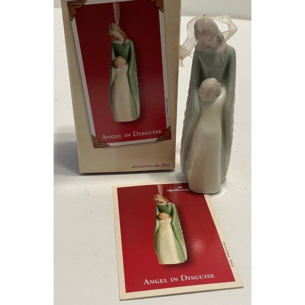 Vtg 2002 Hallmark Christmas Tree Ornament Angel In Disguise Hugging Child